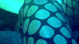 this sexy girl gives a footjob in nylons and leggings