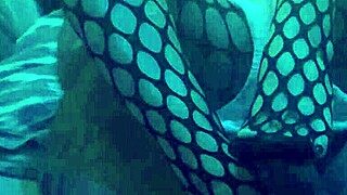 this sexy girl gives a footjob in nylons and leggings