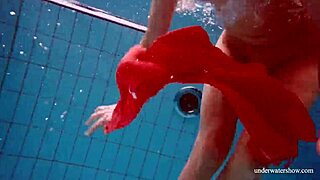 Avenna swims nude, showing sexy pussy in pool