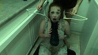 Enthusiastic Degradation Slut Siren Eats Cum from Boot