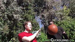 Teen says, 'cuckold me with black cock outdoors'