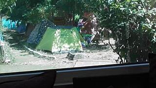 Hairy Mature Woman Rests Outdoors With Intriguing Features