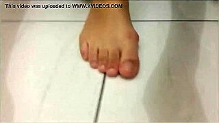 black socks removal and spit on feet close up