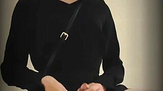 Hey, check this cute Asian ladyboy shooting cum in public!