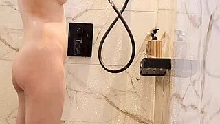 Black-Haired Japanese Girl Bathes Solo!