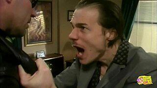 watch these blonde lesbians bring a strapon for office threesome