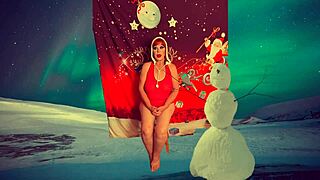 Granny Carmen's naughty Christmas cheating with elf