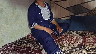 Step sister video features Indian desi girl in homemade setting.