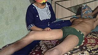 Step sister video features Indian desi girl in homemade setting.