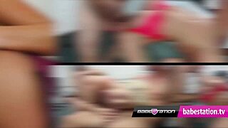 British Blonde Melia Leigh in Leggings Striptease