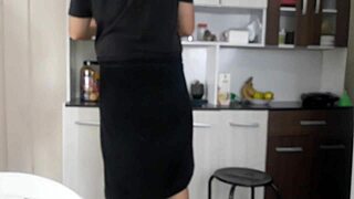 hot latina girl sucking and fucking in the kitchen for cum in mouth