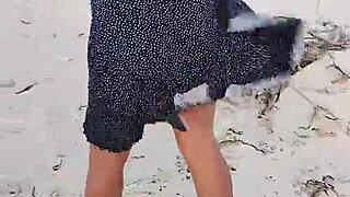 Horny Whore Shows Tits And Ass On Mexican Beach