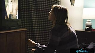 Kristen Scott licks her pussy while fantasizing about girls in solo play