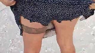 Horny Whore Shows Tits And Ass On Mexican Beach