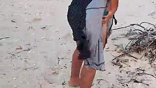 Horny Whore Shows Tits And Ass On Mexican Beach