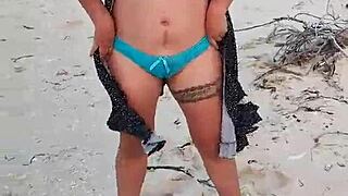 Horny Whore Shows Tits And Ass On Mexican Beach