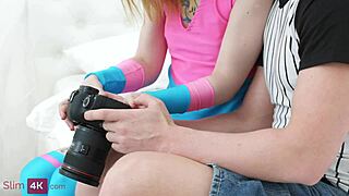 Kira roller bends over for cum on tits