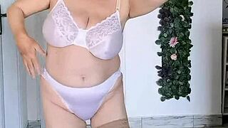 Hell Yeah! Busty Granny Dances Wild in Sexy Lingerie for You!