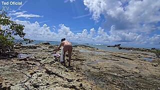 Young brazilian spreads shaved pussy for muff diving and blowjob in morro de sao paulo.