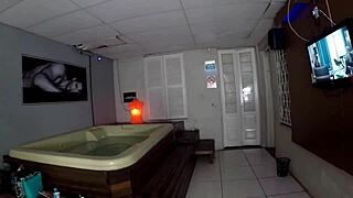 milf's big tits creampied in pub voyeur scene