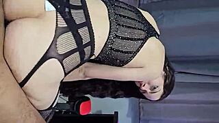 Beautiful girl wearing very sexy black lingerie fucks her lover secretly - who knew?