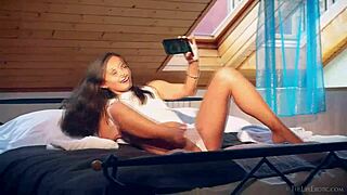 Thelifeerotic Cute Brunette Sima Fingering Her Petite Tits in Solo Masturbation Scene