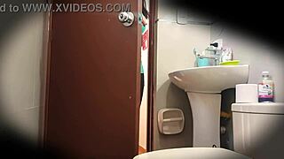 I spotted this Colombian university girl in the bathroom, her BIG ASS and PUSSY on display in the hidden cam footage.