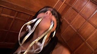 Blindfolded european milf feels passionate wet fucking with masked partner in intense session