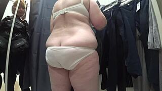 look at this plump russian milf's big ass and tits in hidden cam dressing room