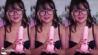 Cute girlfriend plays game contest with jerk off instructions and dirty talk tease