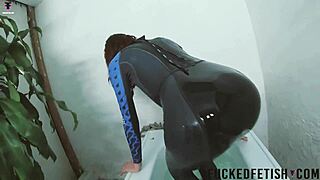 Sexy Skinny Woman In Spandex Bikini Enjoys Underwater Aquafilia In Bathtub