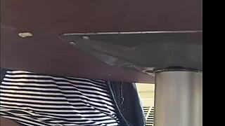 Caught filming ebony granny wife's wet pussy under skirt