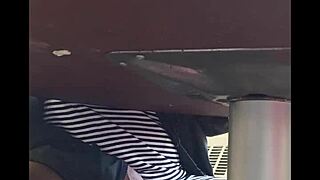 Caught filming ebony granny wife's wet pussy under skirt