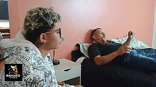 Mature Milf Teaches Virgin Son Anal and Pussy Fucking on Bed