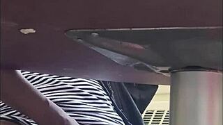 Caught filming ebony granny wife's wet pussy under skirt