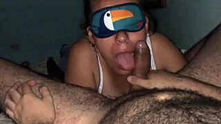 Cock Sucking Slut Blindfolded!