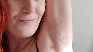 This Hairy Beauty Reveals Her Pussy Under The Skirt