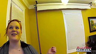 Busty Ginger Carolyn MASTURBATES with Dildo and DEEPTHROATS a Dick for Cumshot