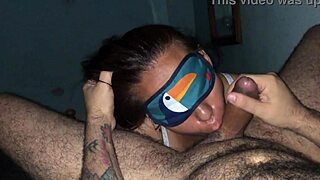 Cock Sucking Slut Blindfolded!