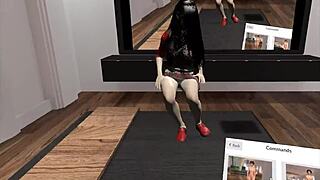 Shaved brunette plays with hairless pussy