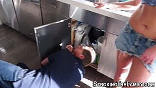 Horny teen interacts with mother in law in a taboo high definition scenario.