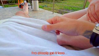 Risky backyard swallow with neighbors watching