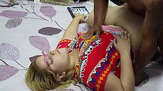 The chubby girl with big tits passionately fucks her stepbrother's ass in homemade video, feeling intense emotions