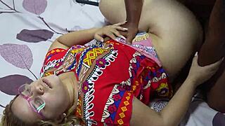 The chubby girl with big tits passionately fucks her stepbrother's ass in homemade video, feeling intense emotions