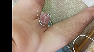 Estim Handsfree Orgasm With Monster Cock And Bondage