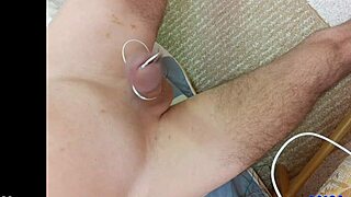 Estim Handsfree Orgasm With Monster Cock And Bondage