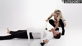 hot australian blonde enjoys sensual anal with blindfolded lover, cumshot included 😍