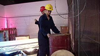 Threesome with two milfs in fishnet stockings