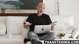 redhead shemale khloe kay enjoys big cock deep in her ass