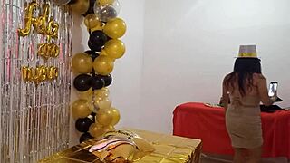 Beautiful lady throws one last new years eve party! She has a beautiful vagina and wears an elegant vip whore dress